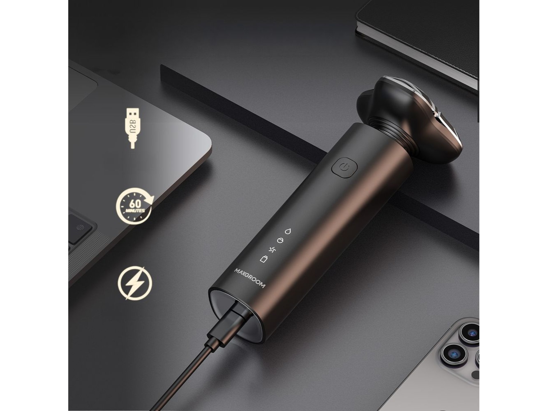 Barbeador elétrico 3 em 1 MAXGROOM M-8012 - preto