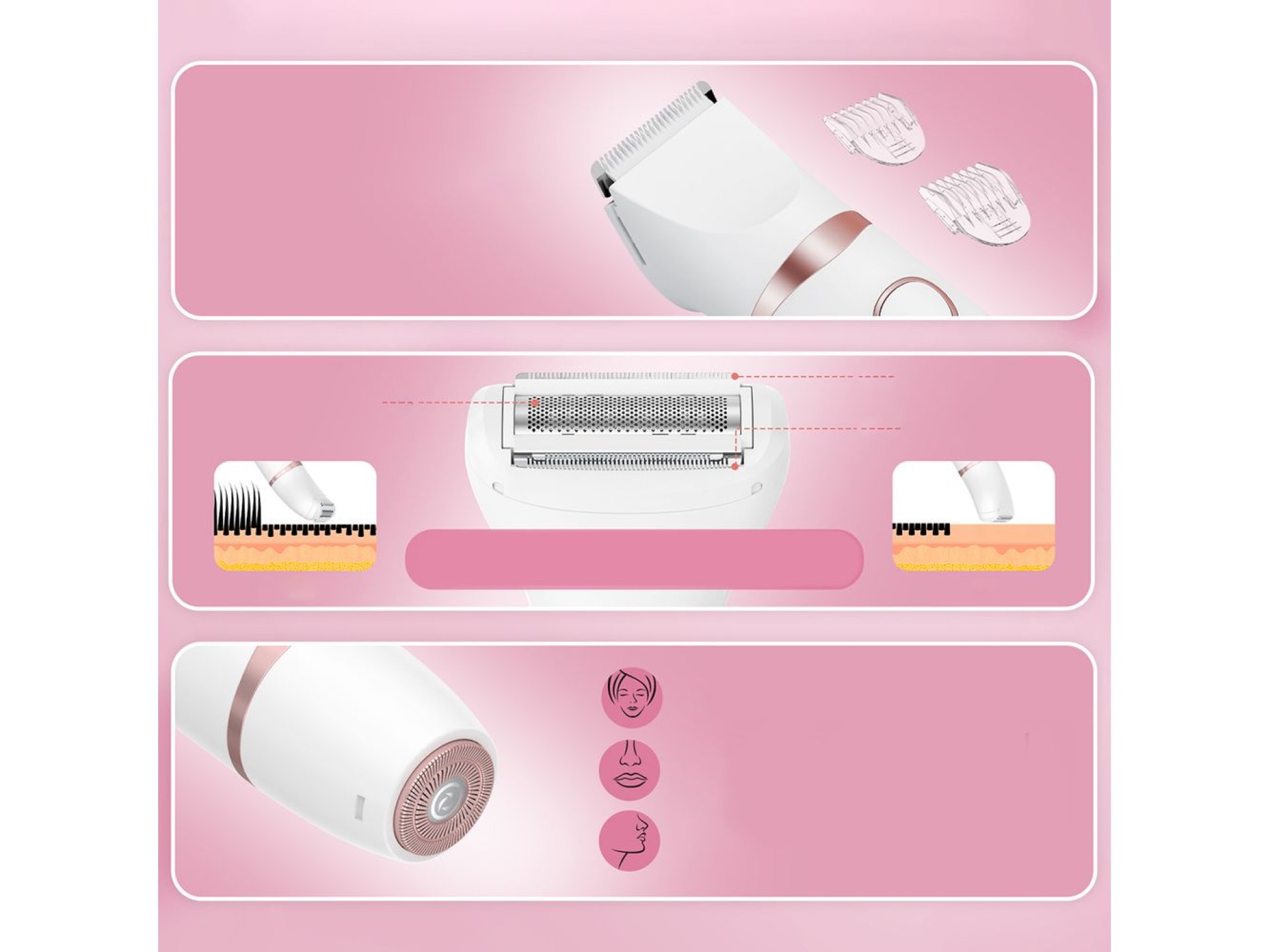 MAXGROOM M-105 3-in-1 Women's Body and Face Trimmer - White
