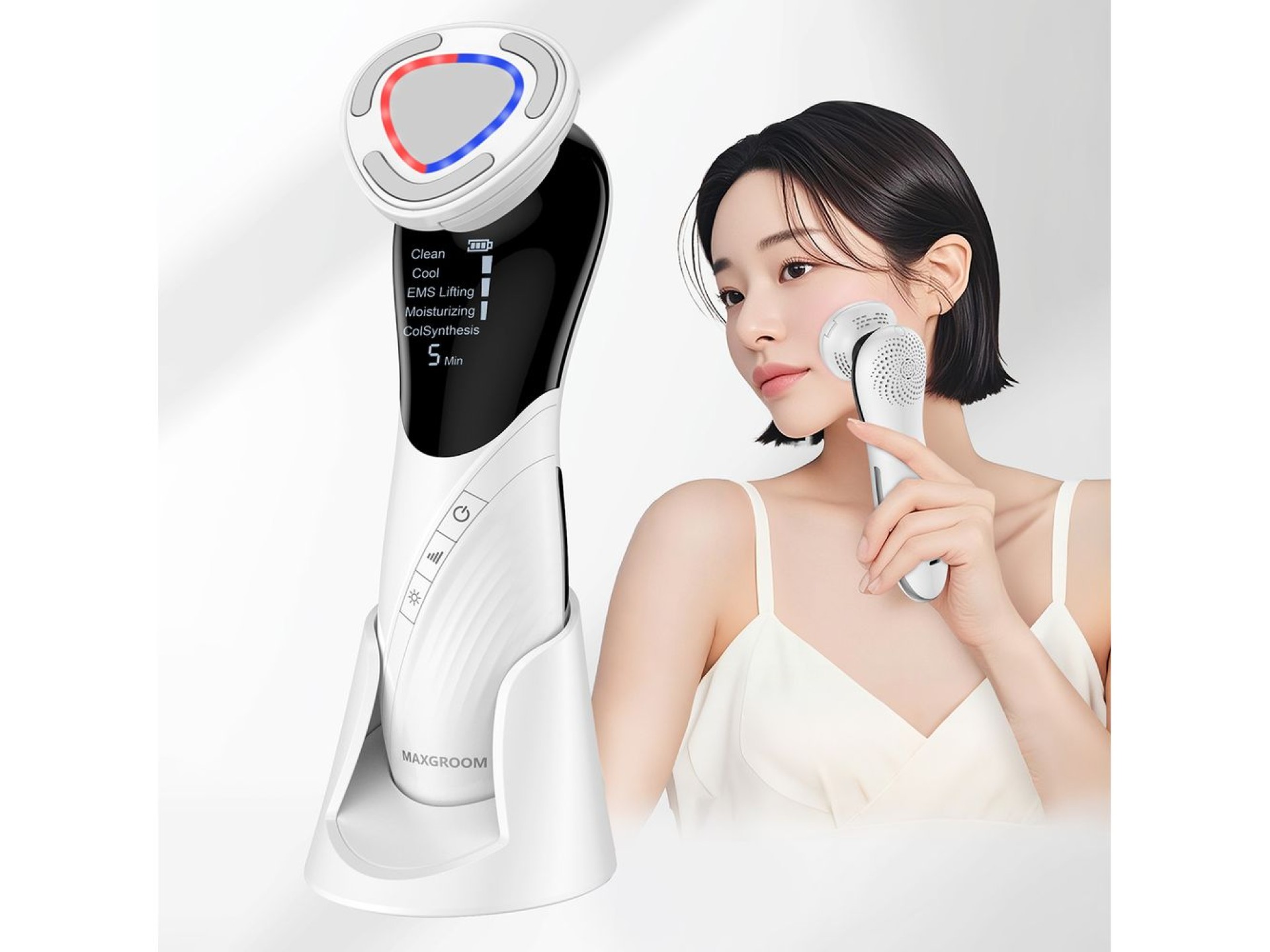 MAXGROOM D849 9-in-1 facial massager with care functions - white