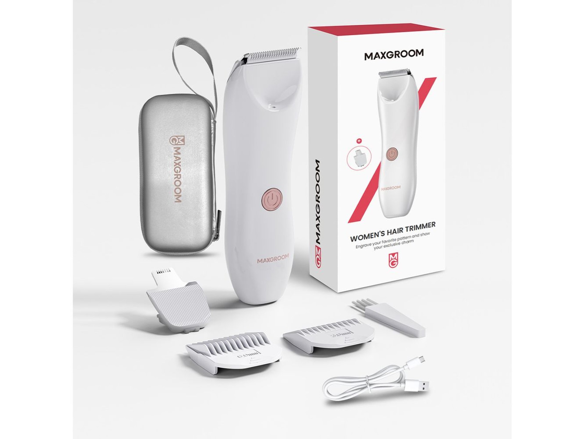 Aparador MAXGROOM M-9082 2 em 1 para corpo e rosto feminino - Branco