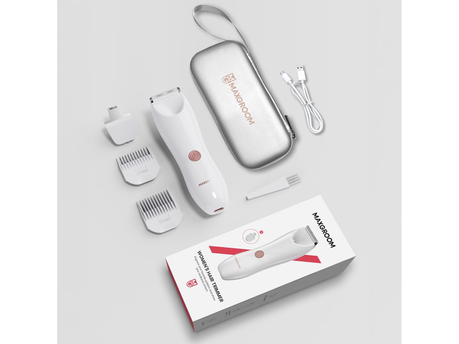 Aparador MAXGROOM M-9082 2 em 1 para corpo e rosto feminino - Branco
