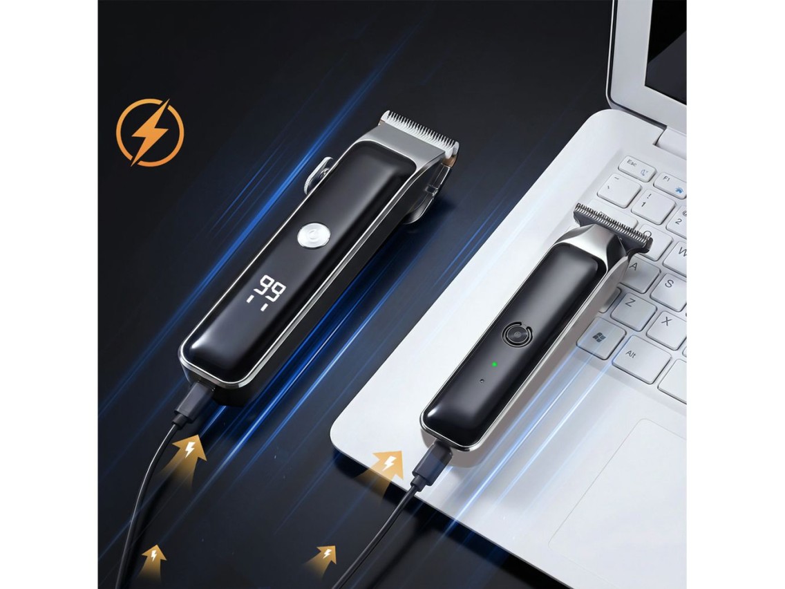 Máquina de cortar cabelo MAXGROOM M608 com aparador - Preta