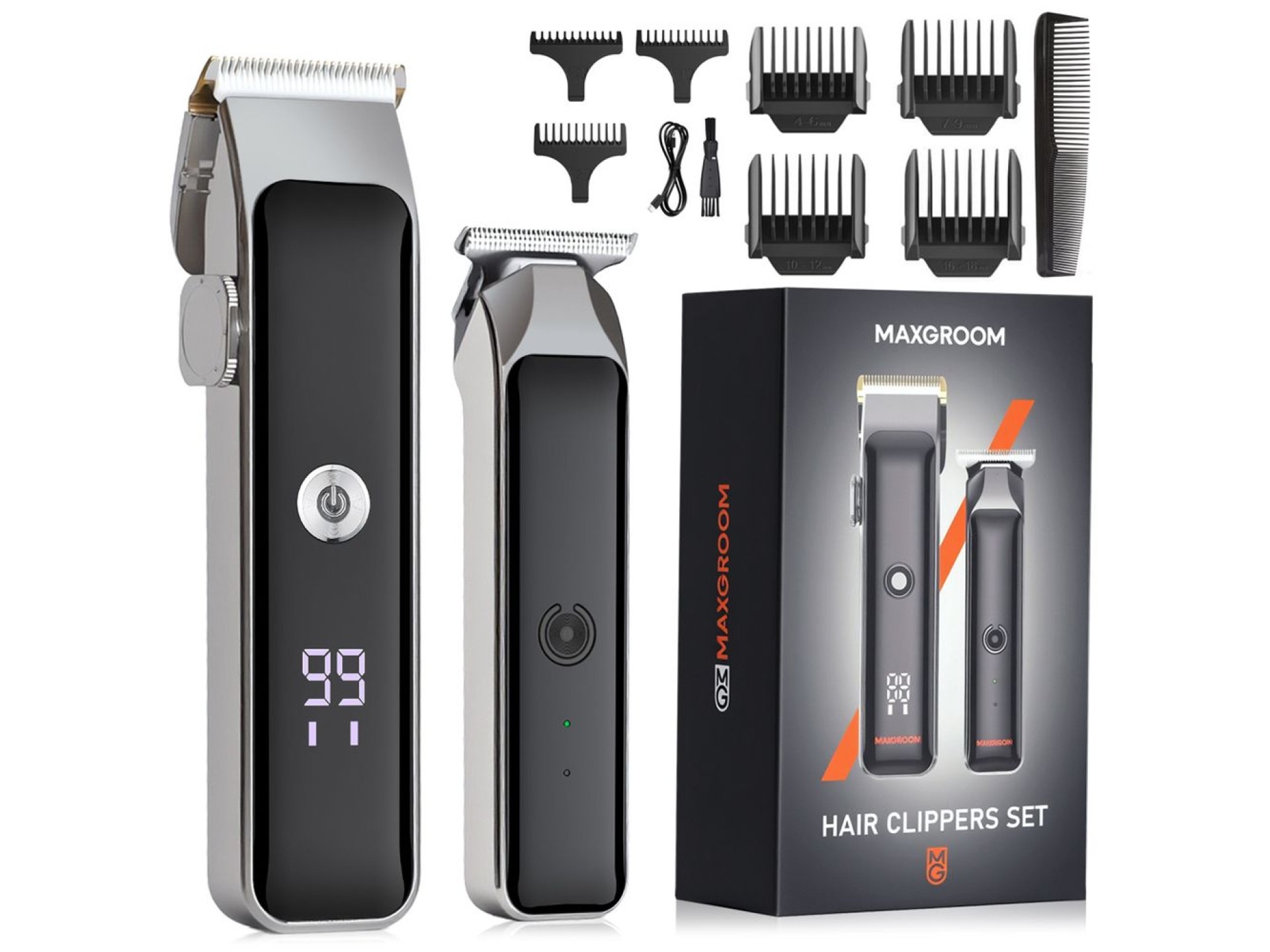 Máquina de cortar cabelo MAXGROOM M608 com aparador - Preta