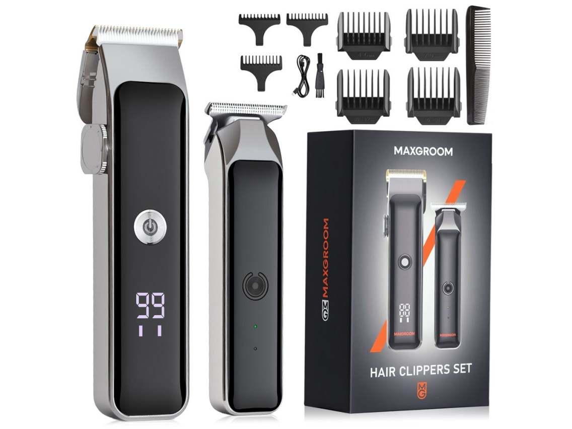 Máquina de cortar cabelo MAXGROOM M608 com aparador - Preta