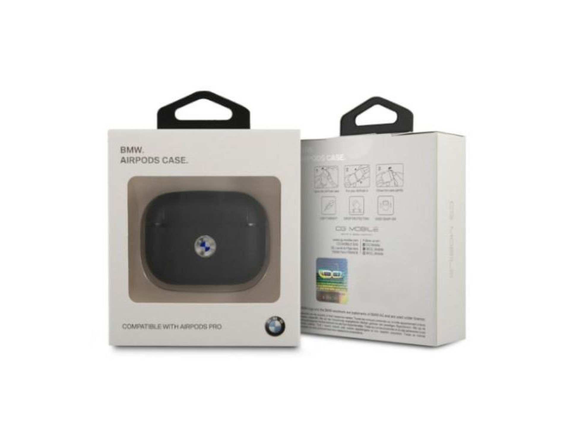 BMW Genuine Leather Silver Logo AirPods Pro Case - Black