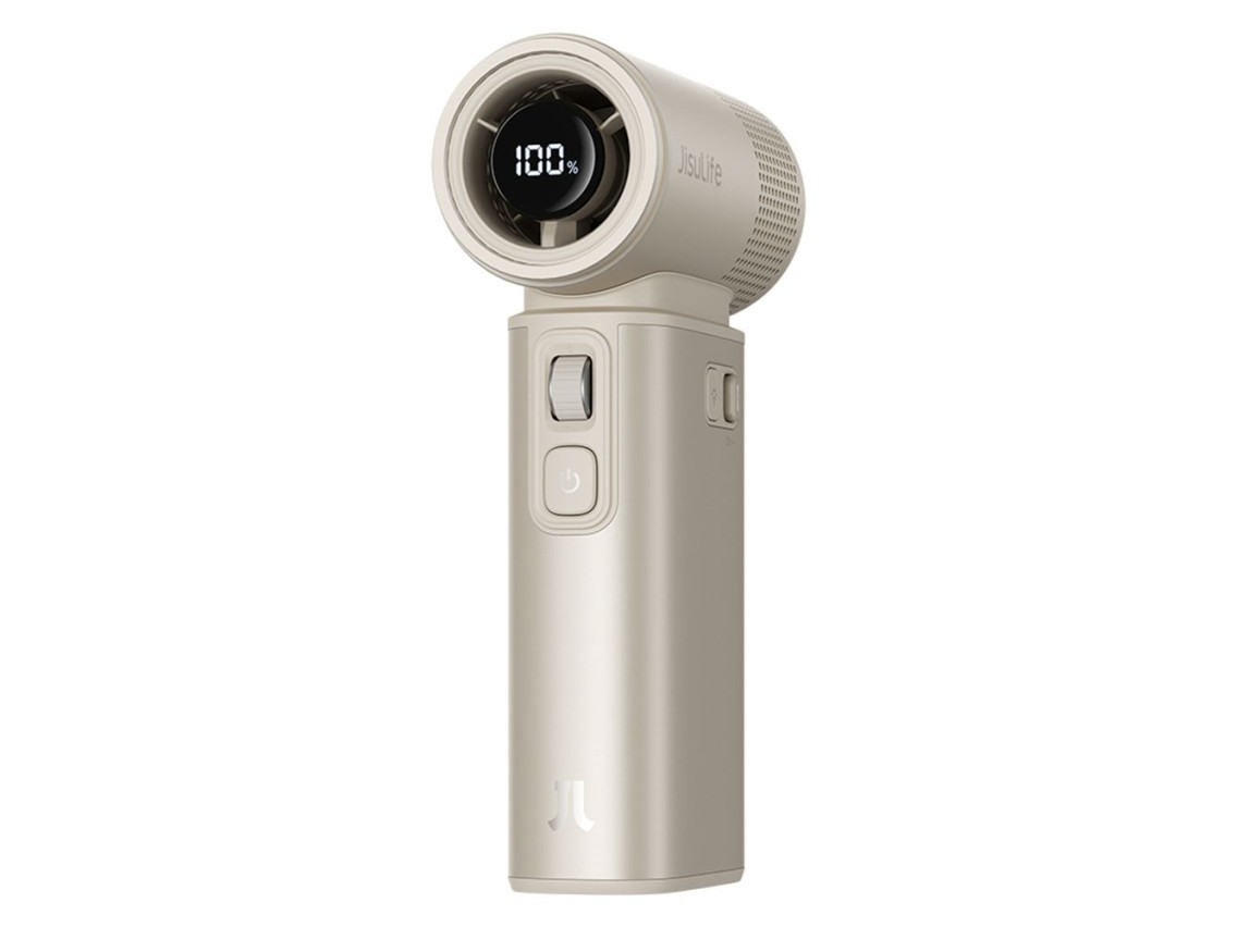 Ventilador portátil Jisulife Ultra2 9000mAh 5 em 1 com entrada USB - Marrom