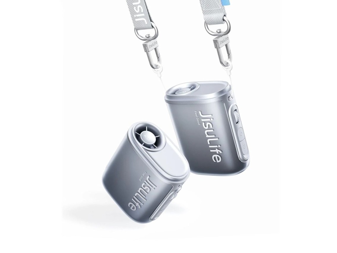 Mini ventilador de pescoço Jisulife 5 de 4500mAh com cordão - Preto