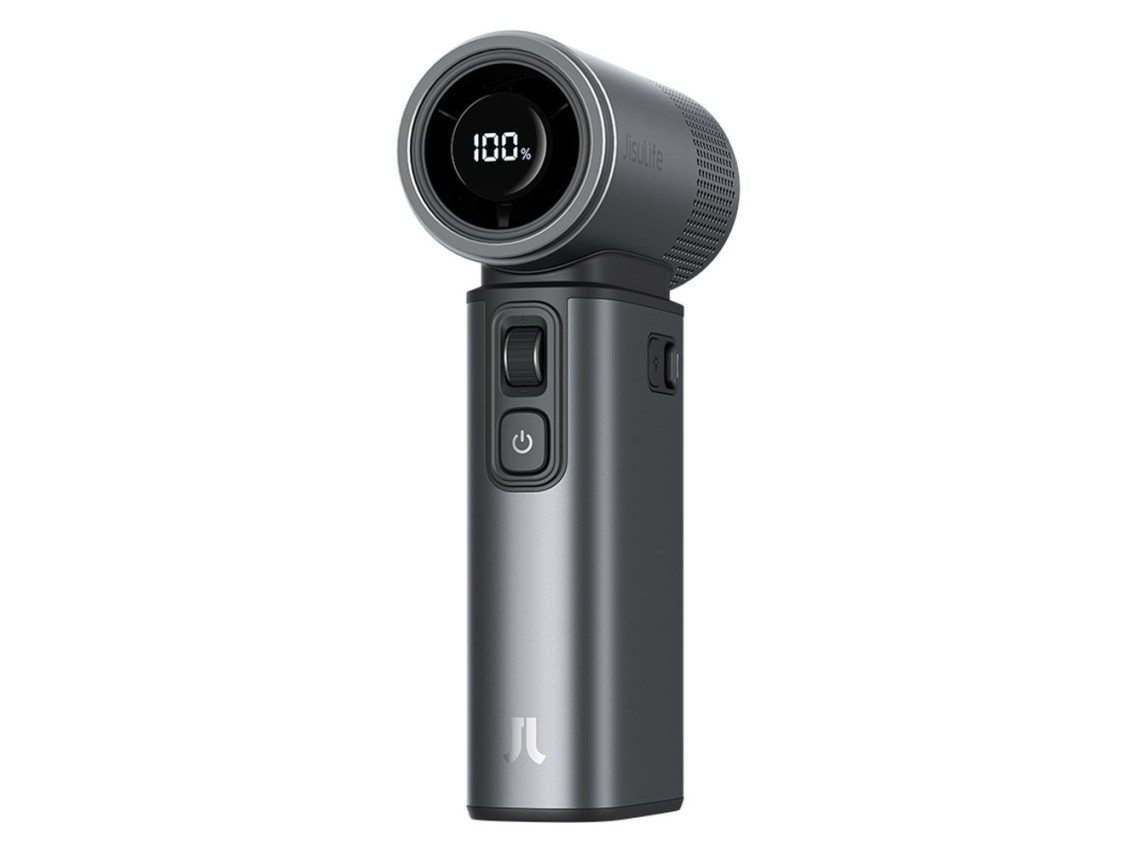 Ventilador portátil Jisulife Ultra2 de 9000 mAh, 5 en 1, mini ventilador USB - Gris oscuro