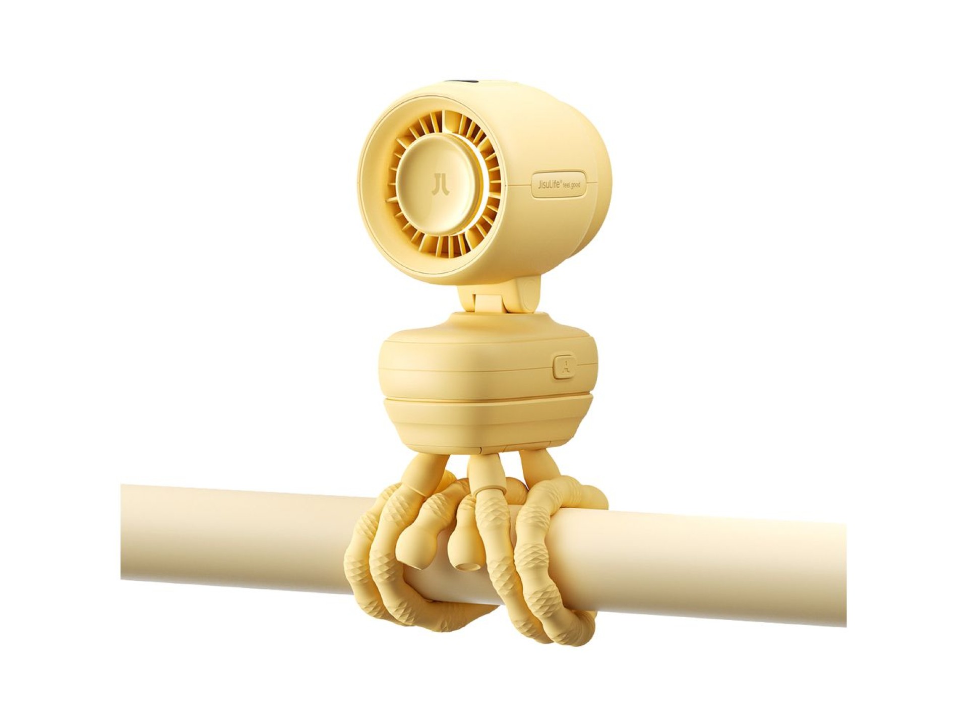 Mini ventilador Jisulife para carrinho de bebê, 5000mAh, com tripé flexível - Amarelo