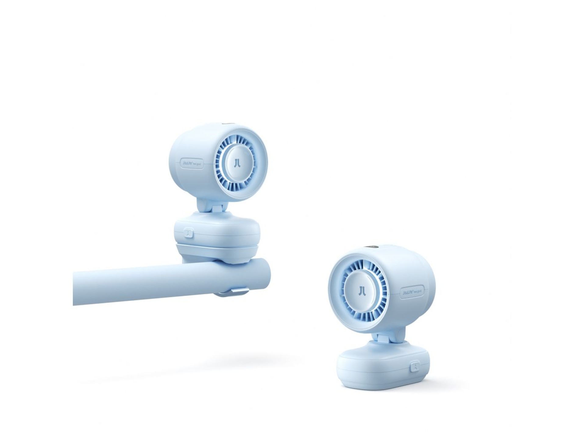 Mini ventilador Jisulife para carrinho de bebê, 5000mAh, com clipe de metal - Azul