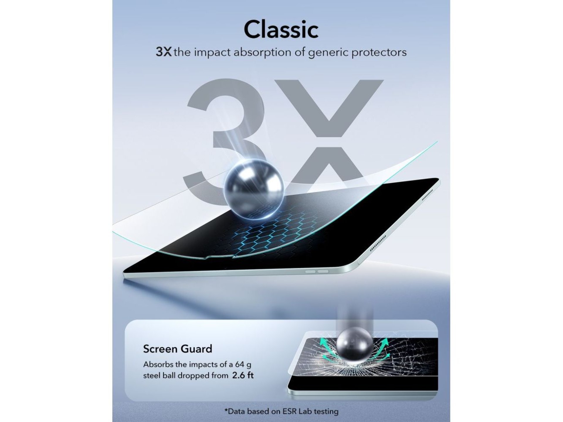 Protector de pantalla de cristal templado ESR Paper Feel para iPad Air de 10,9” (2020/2022) / 11” (2