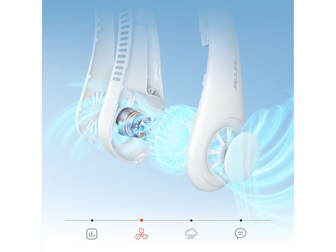 Ventilador de pescoço portátil Jisulife Neck Fan 3 de 4000mAh - Cinza