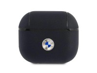 Funda de piel auténtica BMW con logo plateado para AirPods 3 - Azul marino Funda de piel auténtica BMW con logo plateado para AirPods 3 - Azul marino