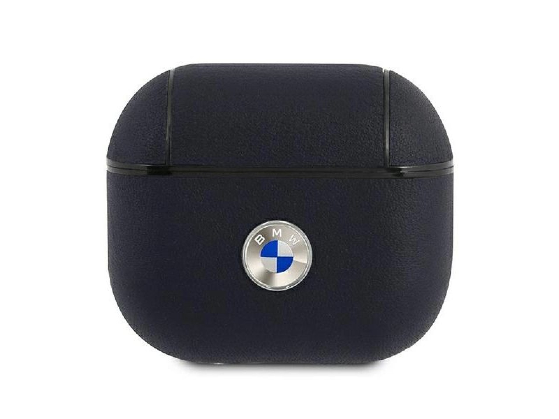 Funda de piel auténtica BMW con logo plateado para AirPods 3 - Azul marino