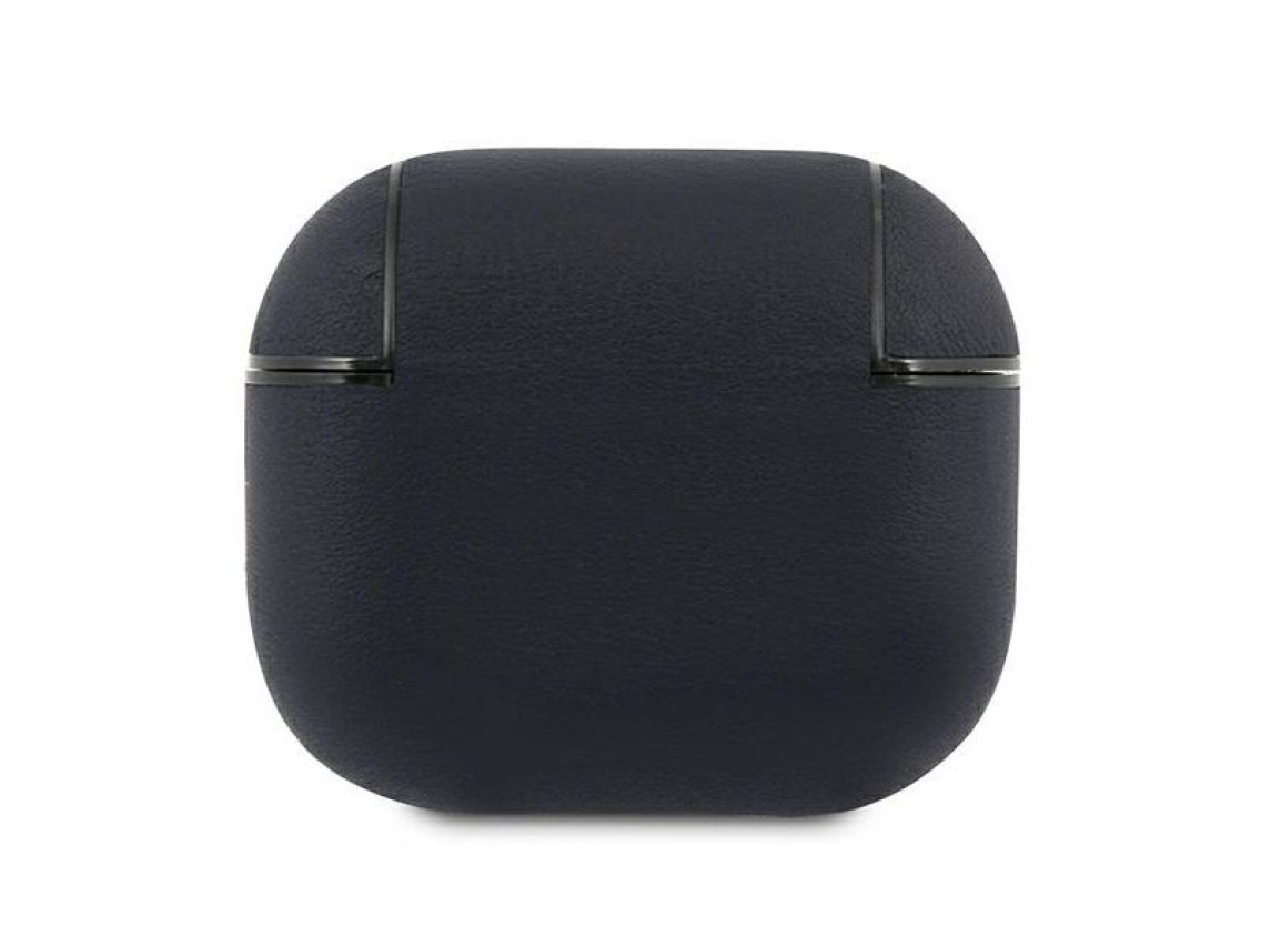 Funda de piel auténtica BMW con logo plateado para AirPods 3 - Azul marino