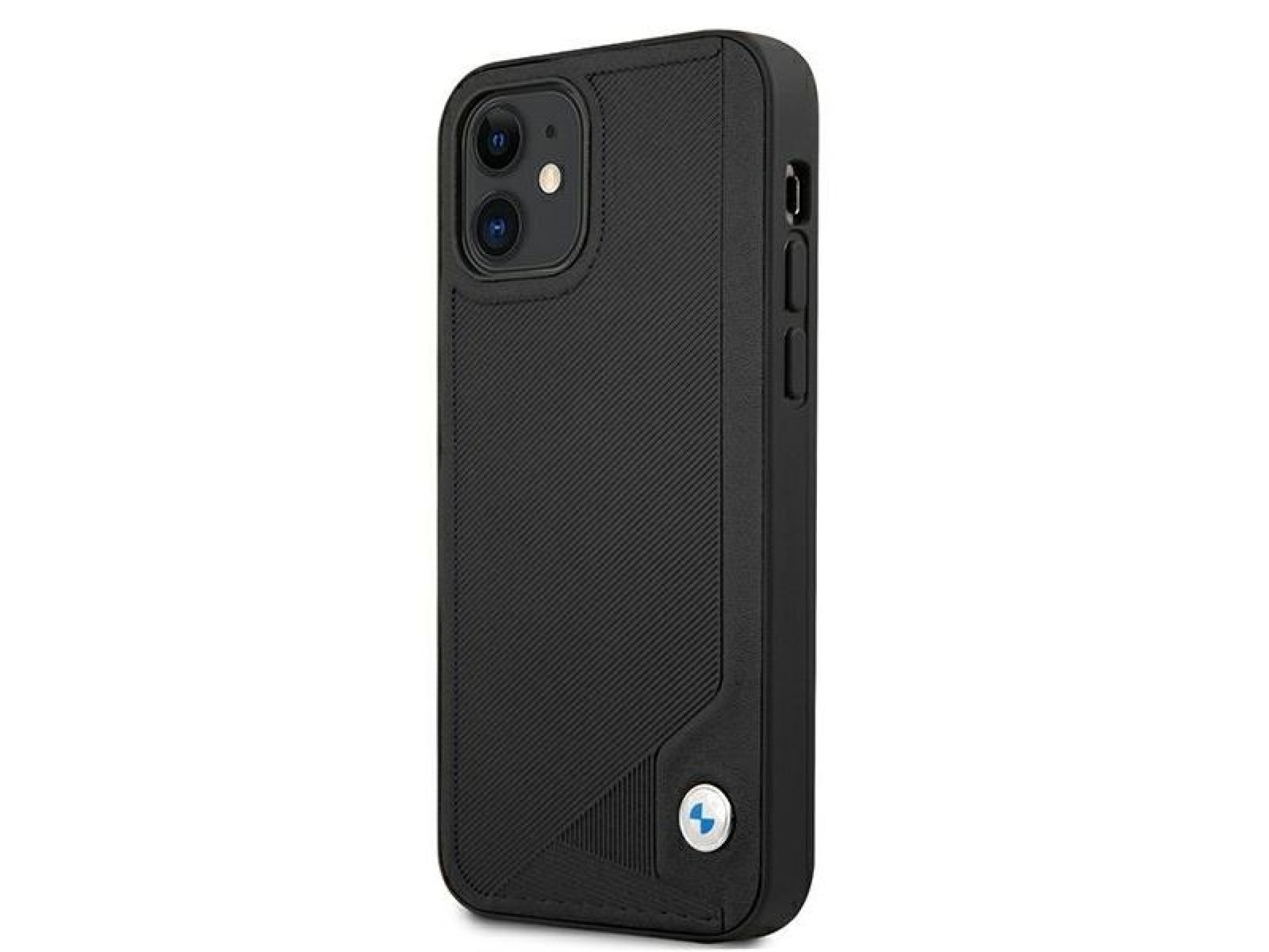 Capa BMW em couro com relevo para iPhone 12 mini - preta