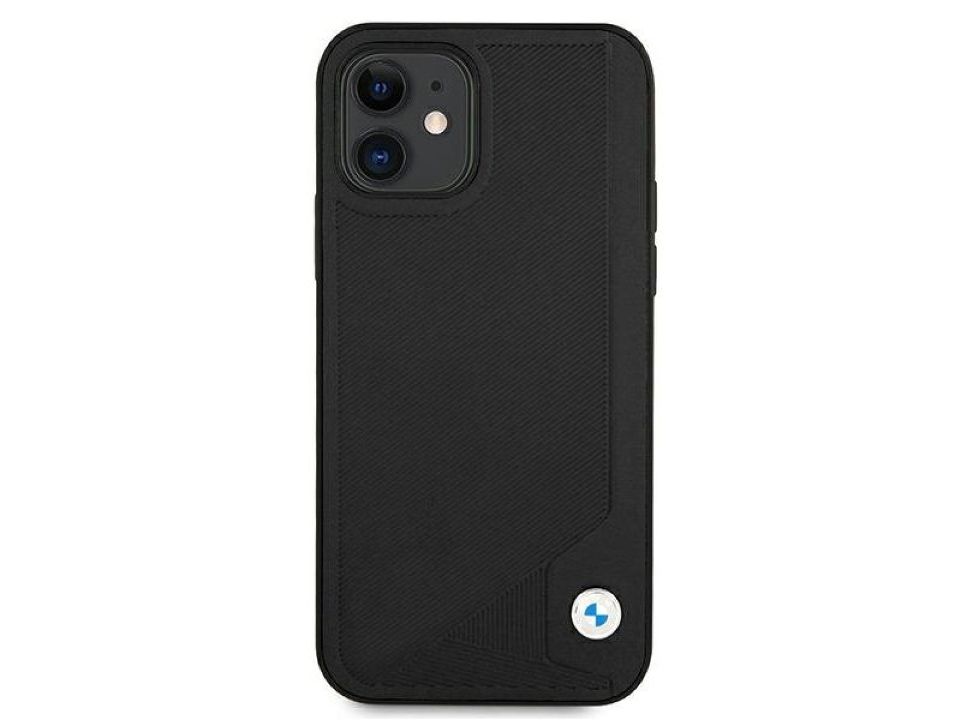 Capa BMW em couro com relevo para iPhone 12 mini - preta