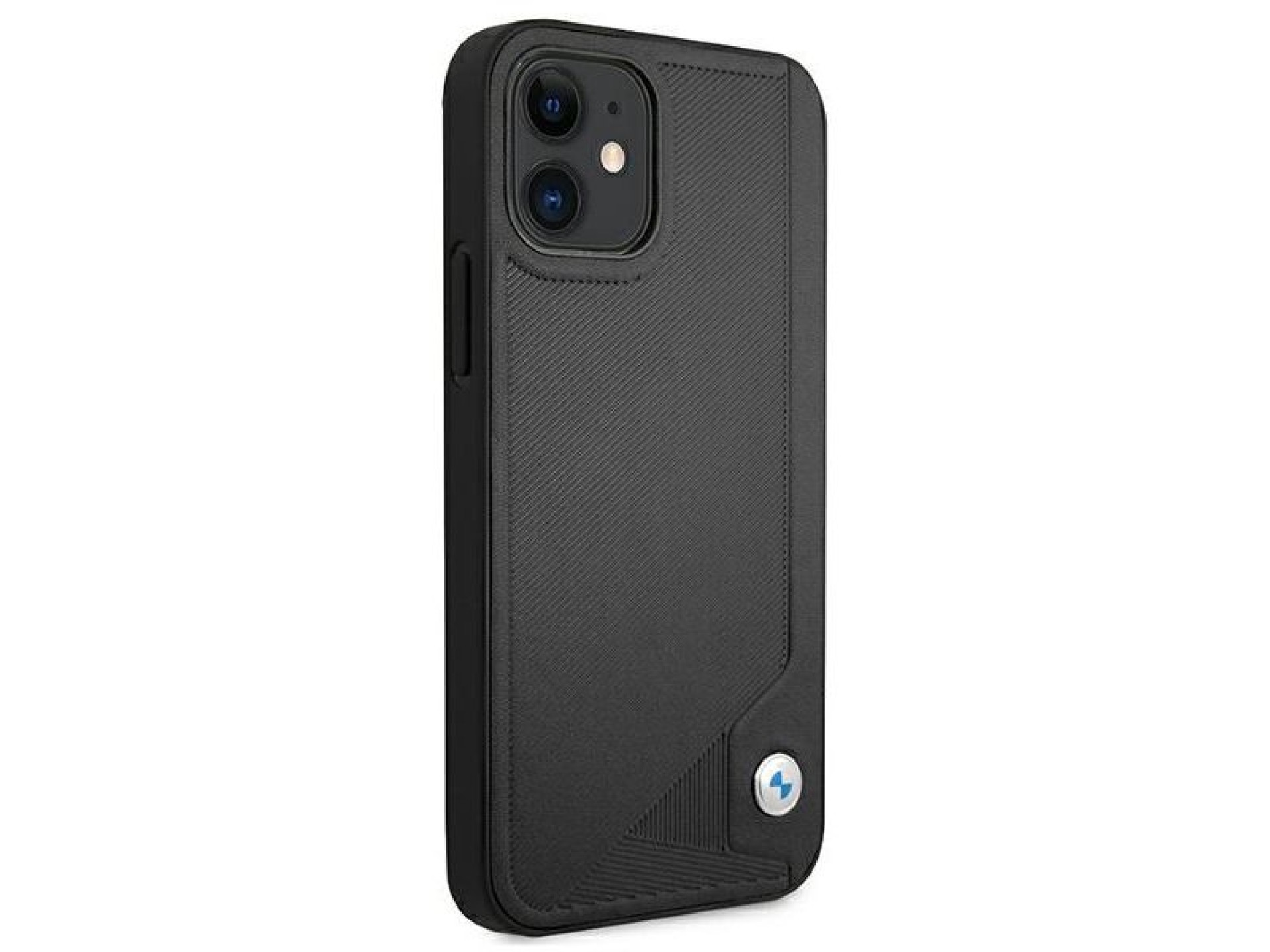 Capa BMW em couro com relevo para iPhone 12 mini - preta