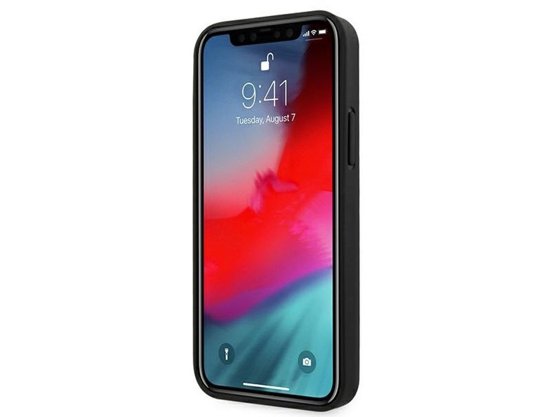 Capa BMW em couro com relevo para iPhone 12 mini - preta