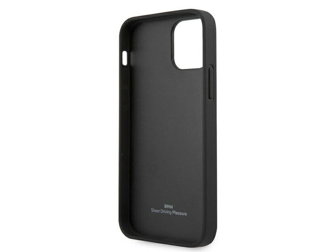 Capa BMW em couro com relevo para iPhone 12 mini - preta