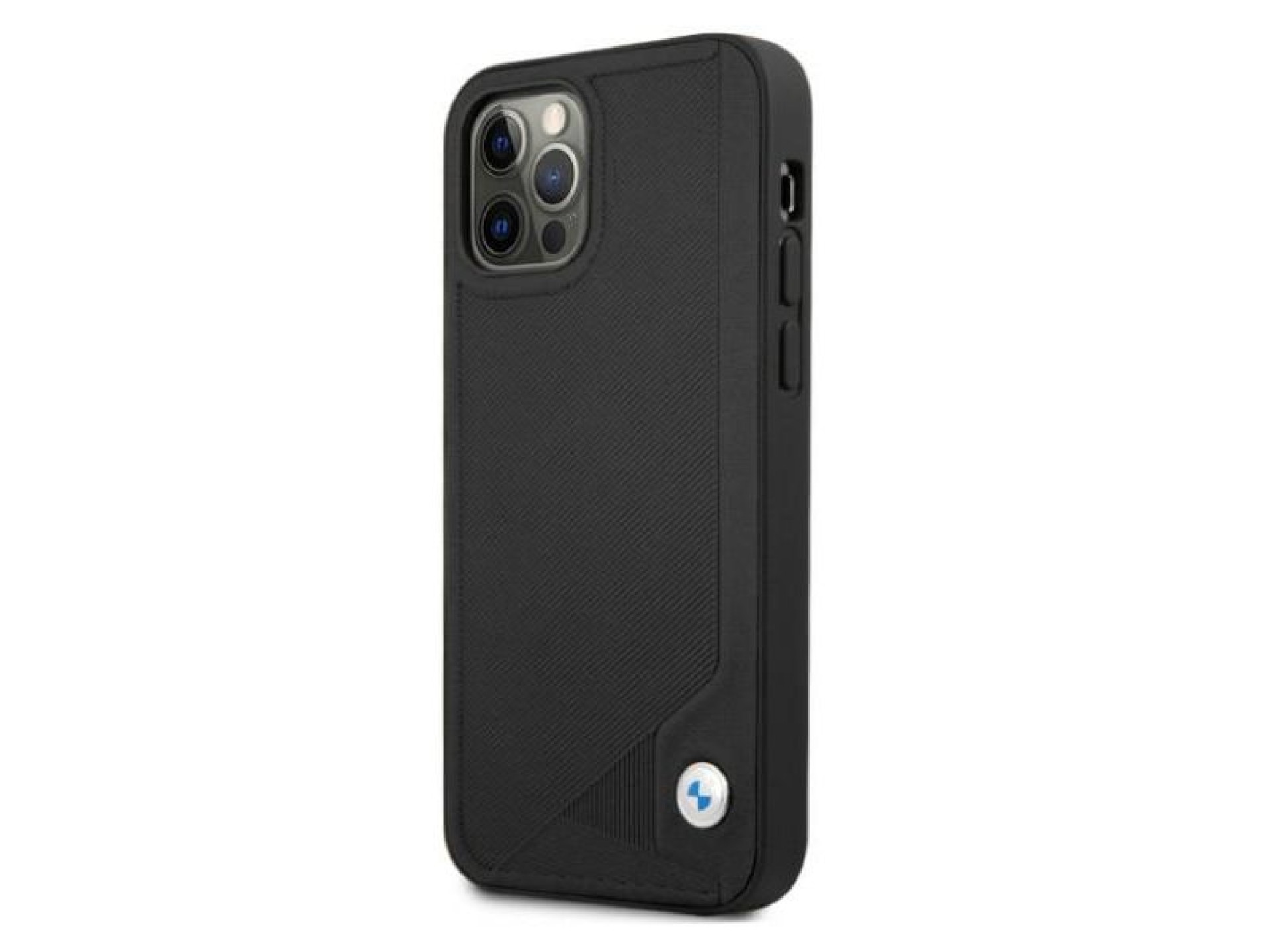 Capa de couro BMW com relevo para iPhone 12 / iPhone 12 Pro - Preta