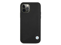 Capa de couro BMW com relevo para iPhone 12 / iPhone 12 Pro - Preta Capa de couro BMW com relevo para iPhone 12 / iPhone 12 Pro - Preta