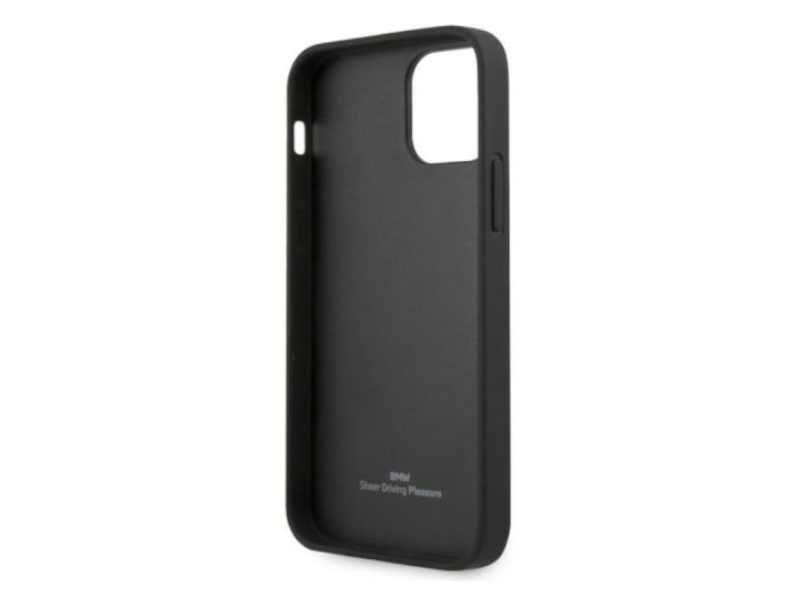 Capa de couro BMW com relevo para iPhone 12 / iPhone 12 Pro - Preta