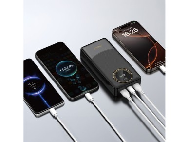 Bateria externa Dudao K12Pro 22,5 W PD 20000 mAh USB-A, USB-C - Preta Bateria externa Dudao K12Pro 22,5 W PD 20000 mAh USB-A, USB-C - Preta