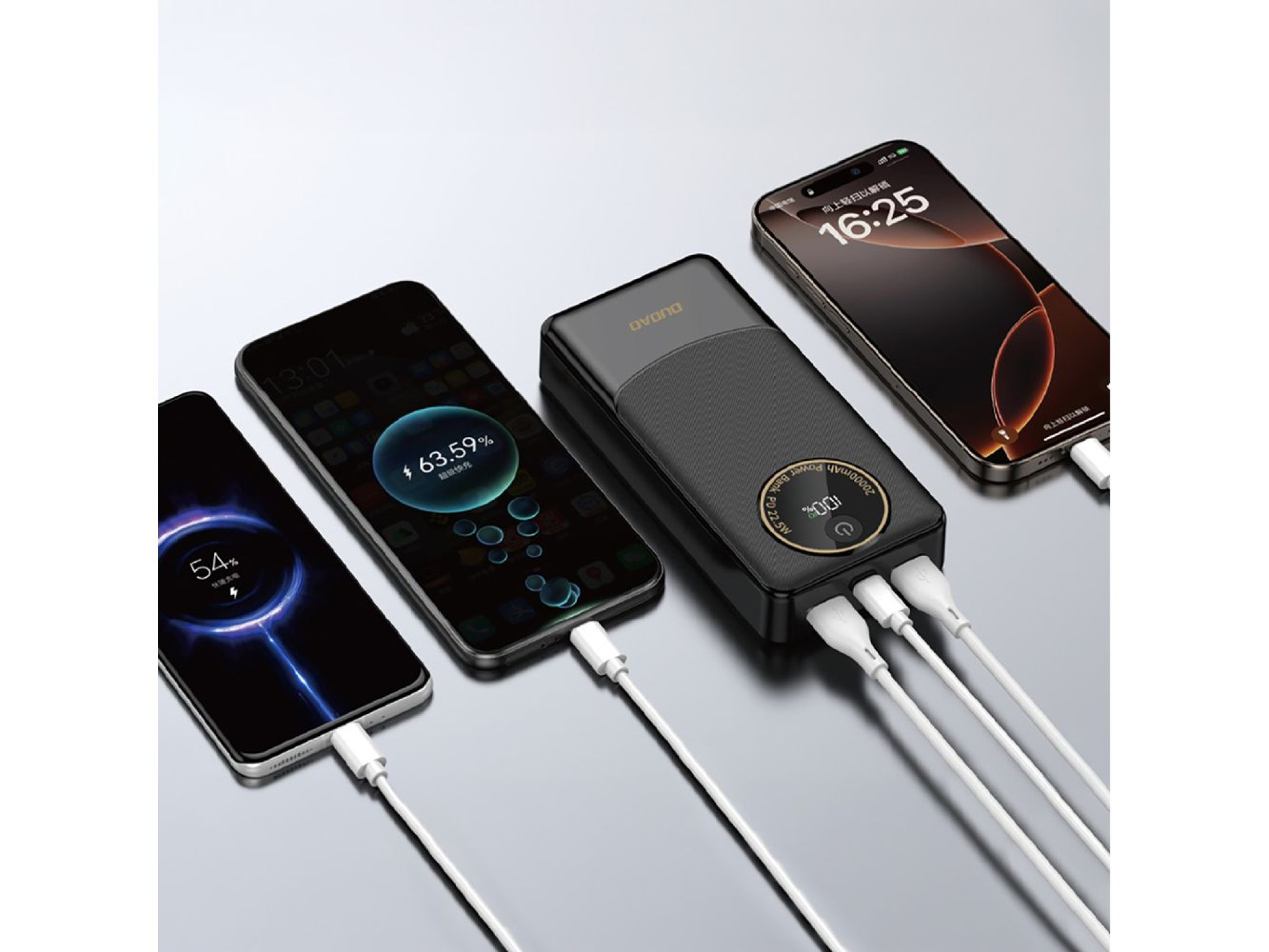 Batería externa Dudao K12Pro de 22,5 W PD, 20000 mAh, USB-A y USB-C - Negra