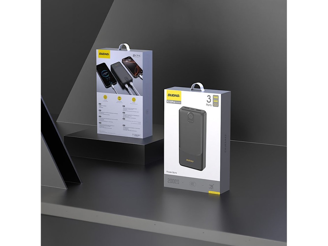 Dudao K10Pro Power Bank 2.4A 20000mAh 2 x USB-A - Black