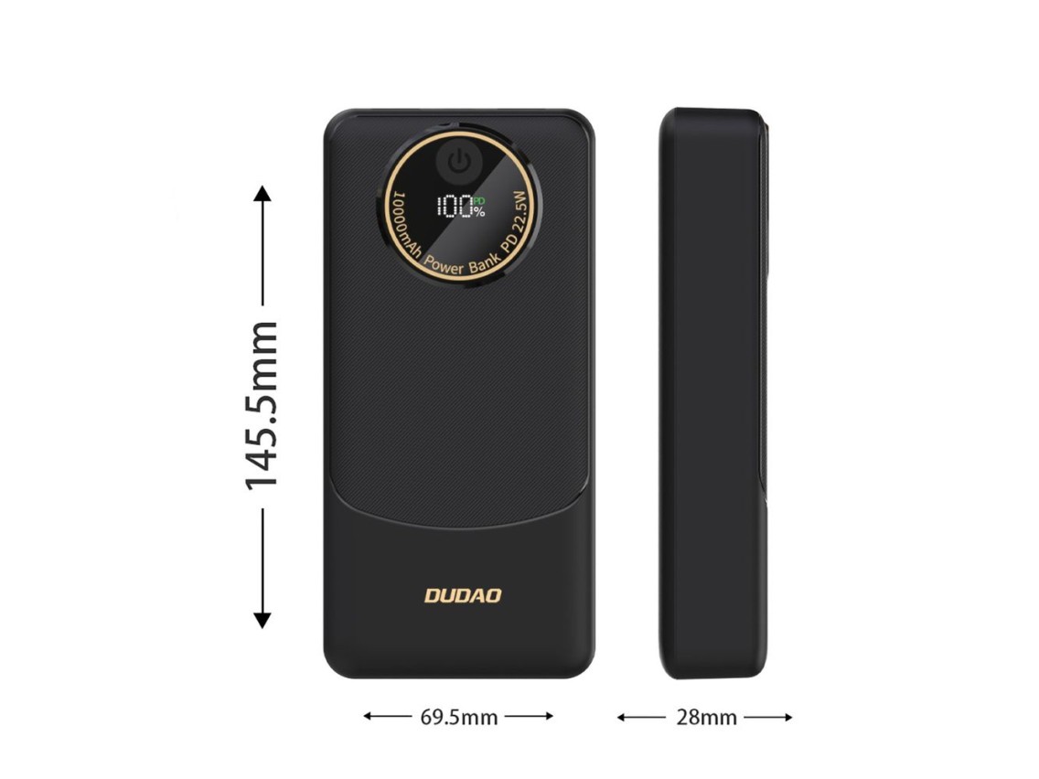 Bater�a externa Dudao K12Pro de 22,5 W PD, 20000 mAh, USB-A y USB-C - Negra