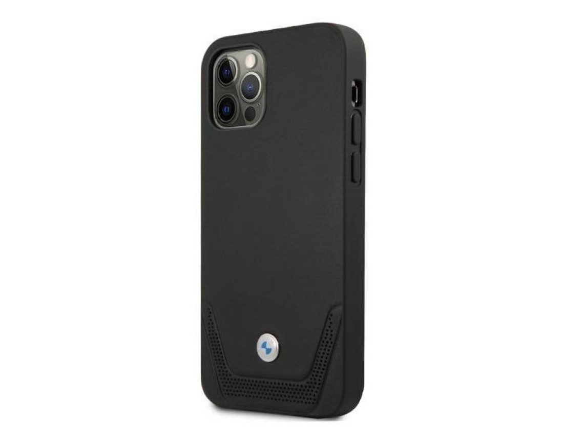Capa BMW em couro perfurado para iPhone 12 / iPhone 12 Pro - Preta