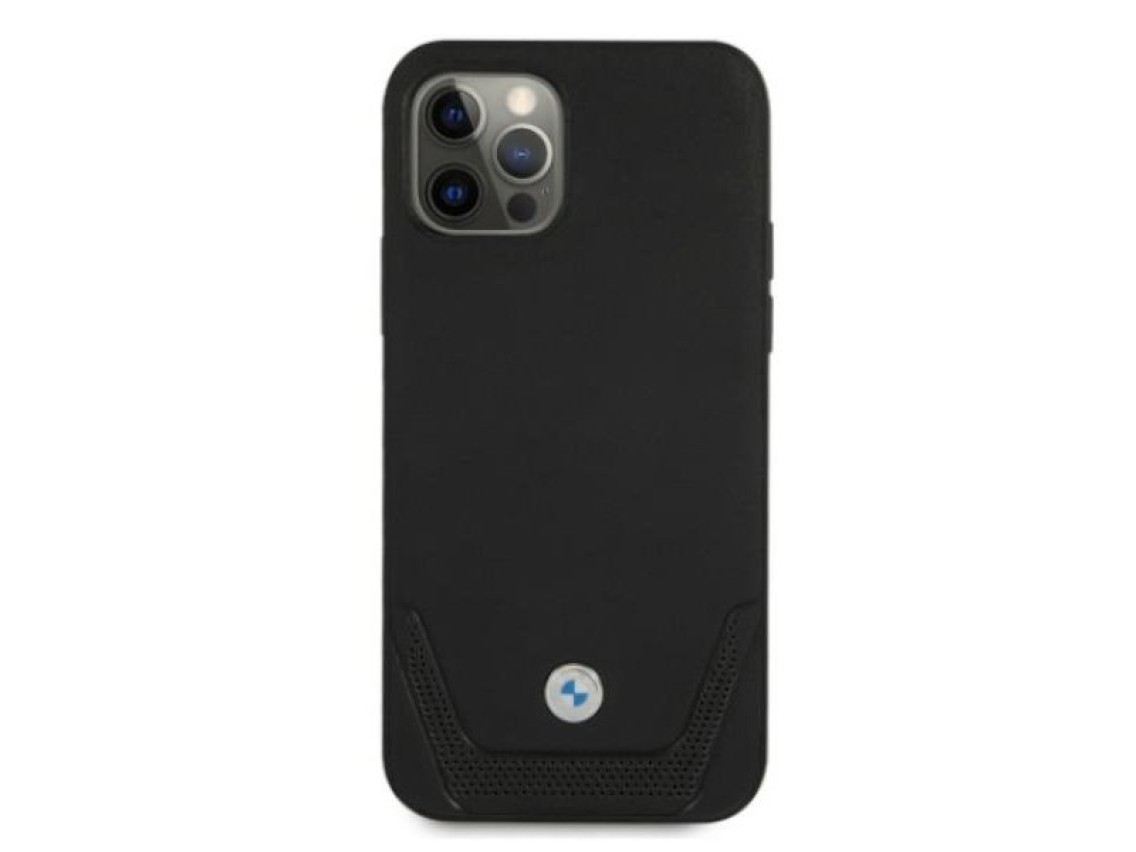 Capa BMW em couro perfurado para iPhone 12 / iPhone 12 Pro - Preta