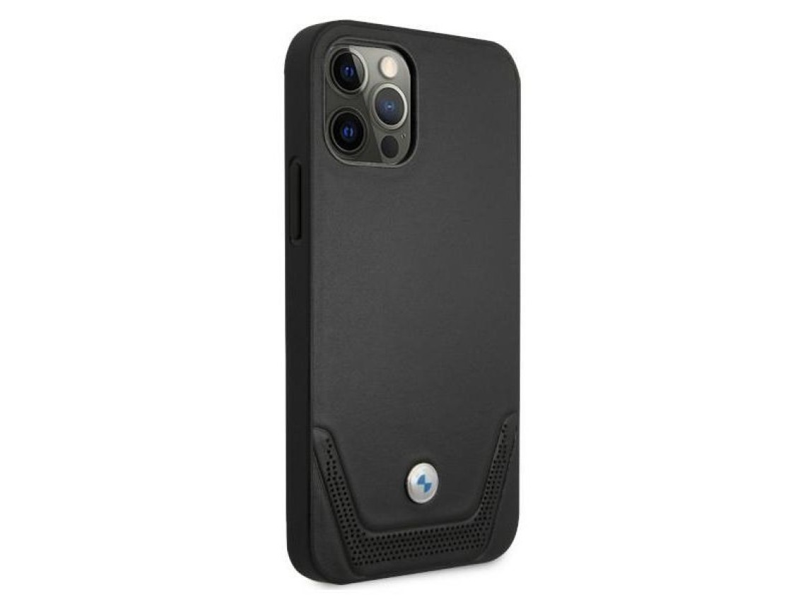 Capa BMW em couro perfurado para iPhone 12 / iPhone 12 Pro - Preta