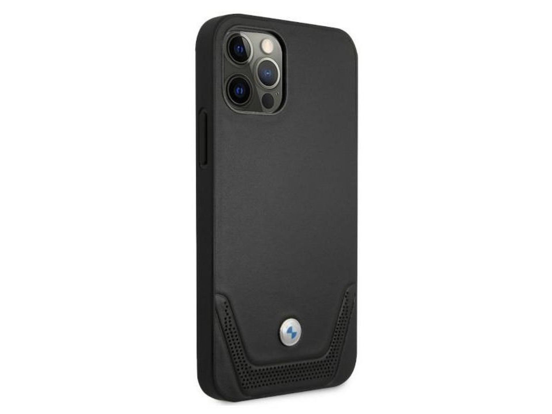 Capa BMW em couro perfurado para iPhone 12 / iPhone 12 Pro - Preta