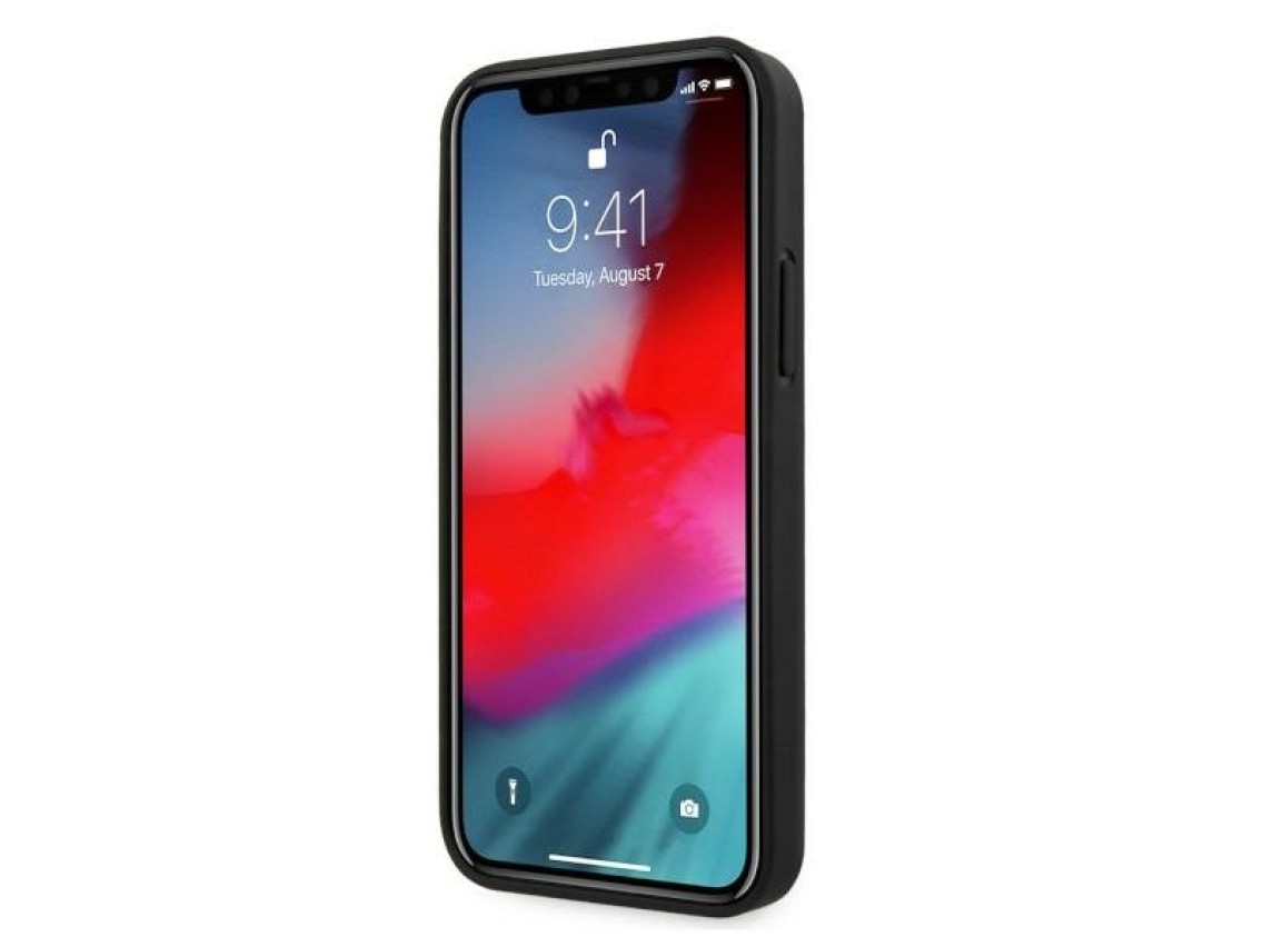 Capa BMW em couro perfurado para iPhone 12 / iPhone 12 Pro - Preta