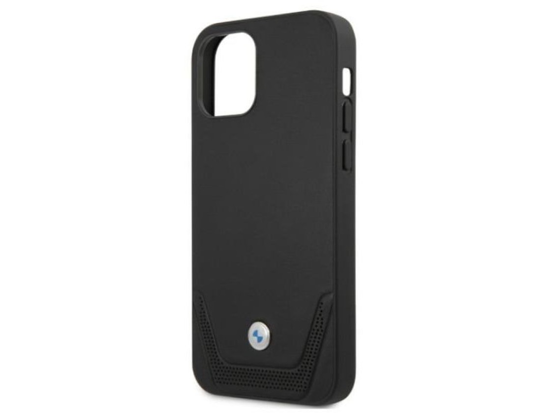 Capa BMW em couro perfurado para iPhone 12 / iPhone 12 Pro - Preta