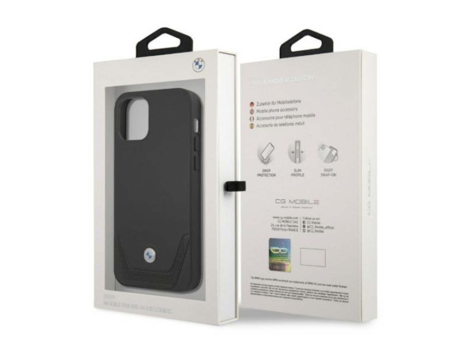 Capa BMW em couro perfurado para iPhone 12 / iPhone 12 Pro - Preta