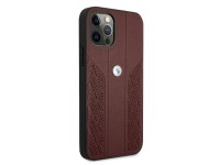Capa BMW em couro perfurado com curvatura para iPhone 12 / iPhone 12 Pro - Vermelha Capa BMW em couro perfurado com curvatura para iPhone 12 / iPhone 12 Pro - Vermelha