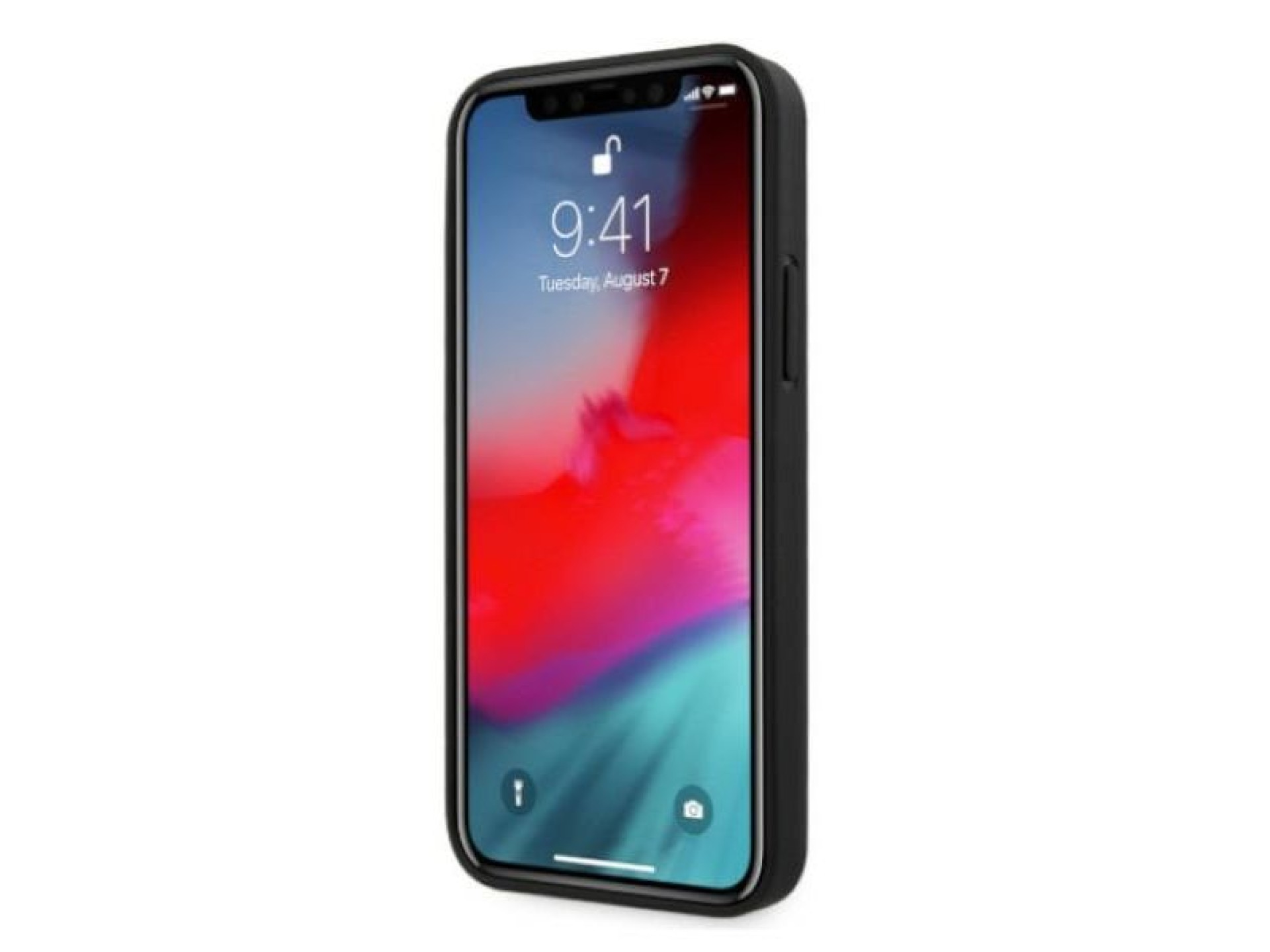 Capa BMW em couro perfurado com curvatura para iPhone 12 / iPhone 12 Pro - Vermelha