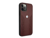 Capa BMW em couro perfurado com curvatura para iPhone 12 Pro Max - Vermelha Capa BMW em couro perfurado com curvatura para iPhone 12 Pro Max - Vermelha