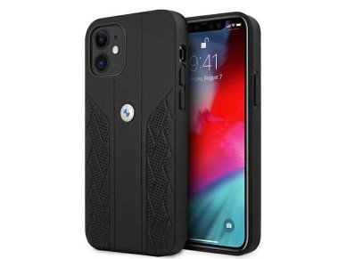 Funda BMW de cuero curvada perforada para iPhone 12 mini - Negra Funda BMW de cuero curvada perforada para iPhone 12 mini - Negra