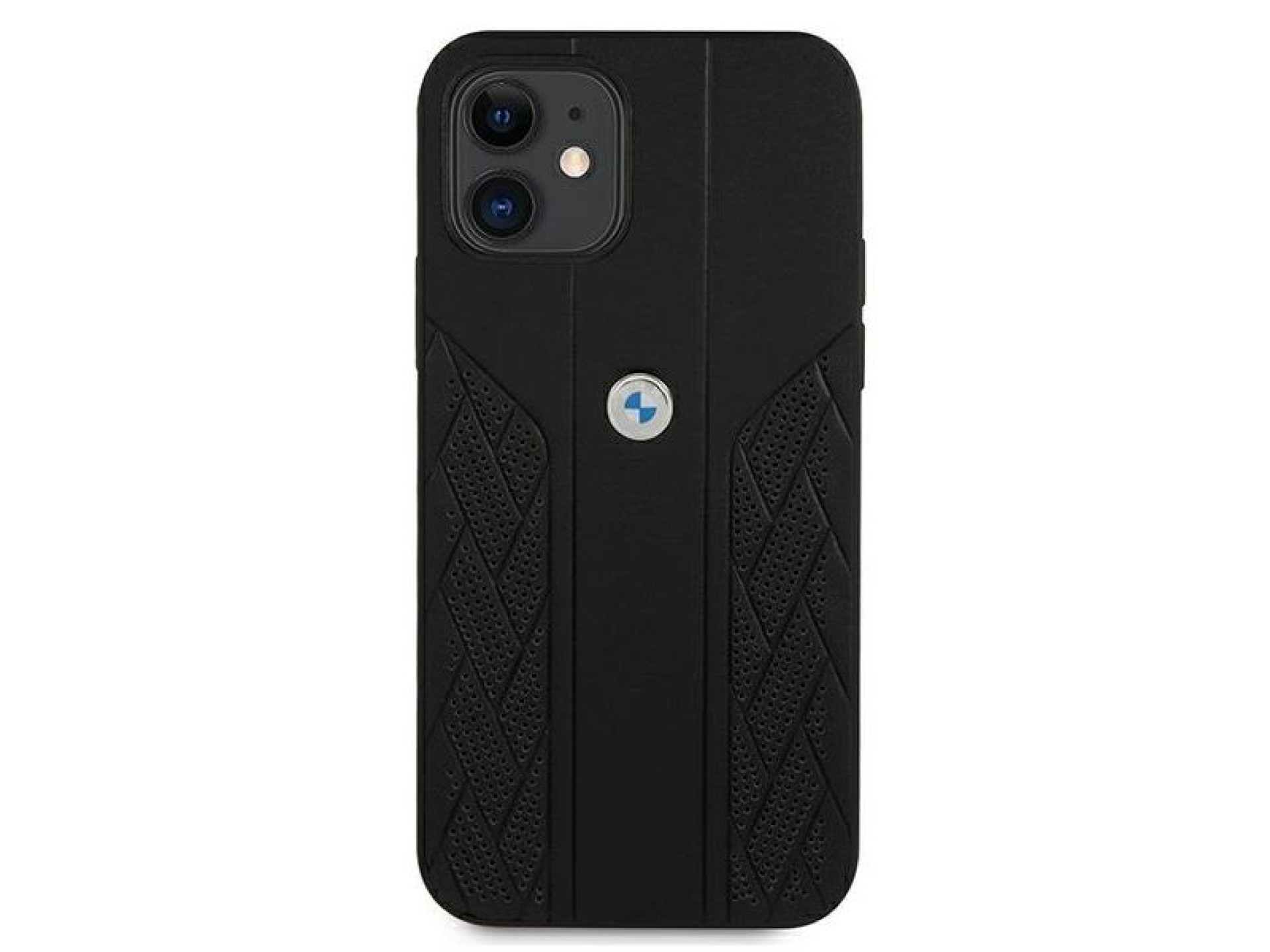 Funda BMW de cuero curvada perforada para iPhone 12 mini - Negra