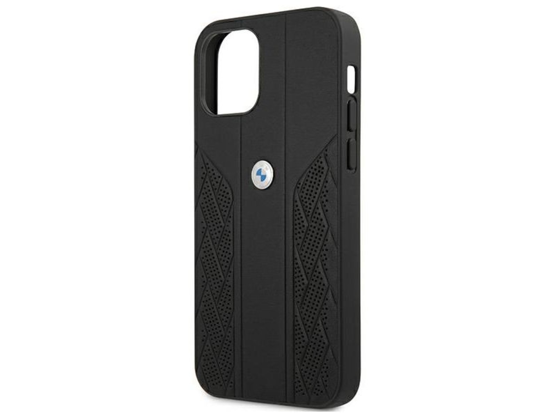 Funda BMW de cuero curvada perforada para iPhone 12 mini - Negra