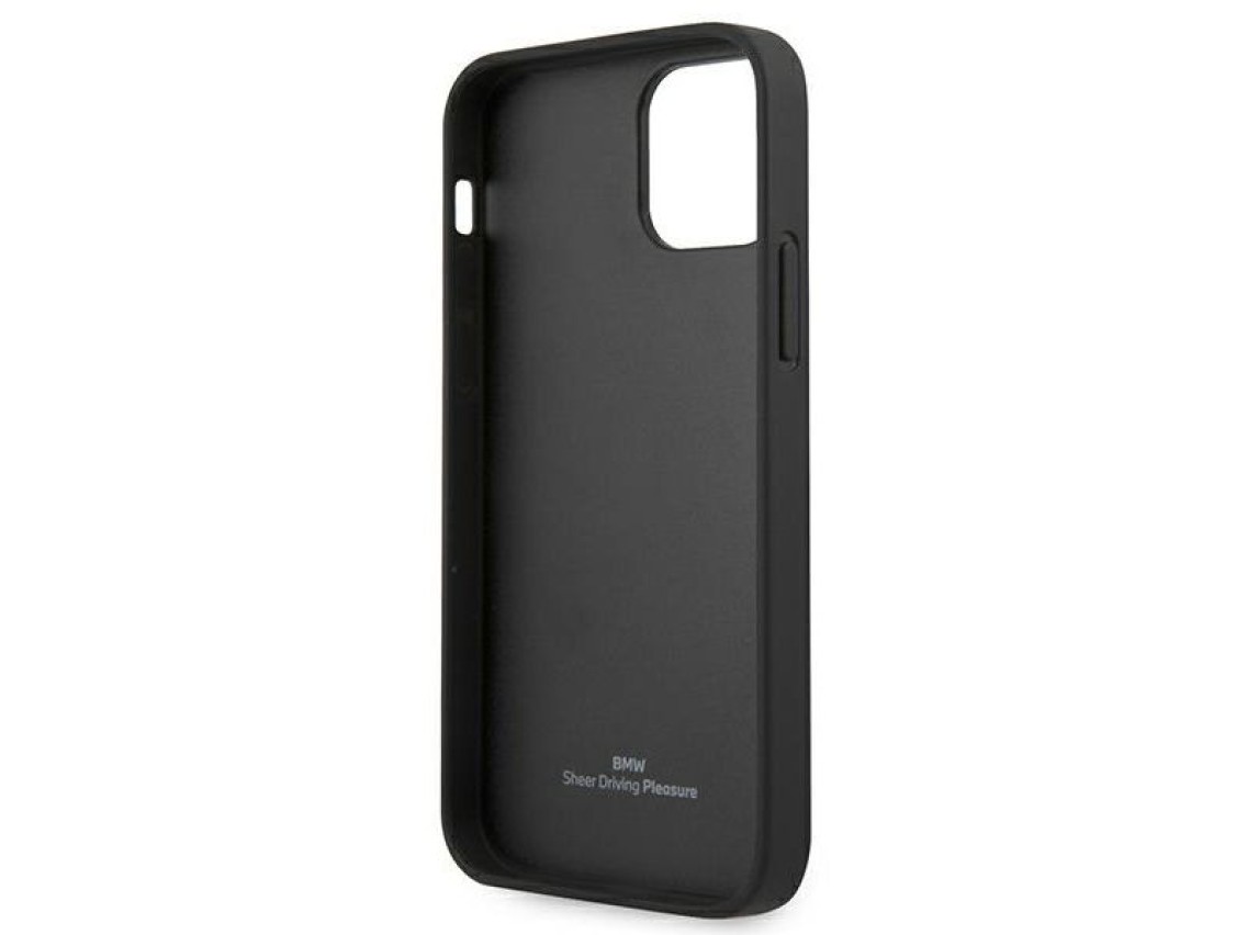 Funda BMW de cuero curvada perforada para iPhone 12 mini - Negra