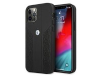 Capa BMW em couro perfurado com curvatura para iPhone 12 / iPhone 12 Pro - Preta Capa BMW em couro perfurado com curvatura para iPhone 12 / iPhone 12 Pro - Preta