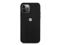 Capa BMW em couro perfurado com curvatura para iPhone 12 / iPhone 12 Pro - Preta Capa BMW em couro perfurado com curvatura para iPhone 12 / iPhone 12 Pro - Preta
