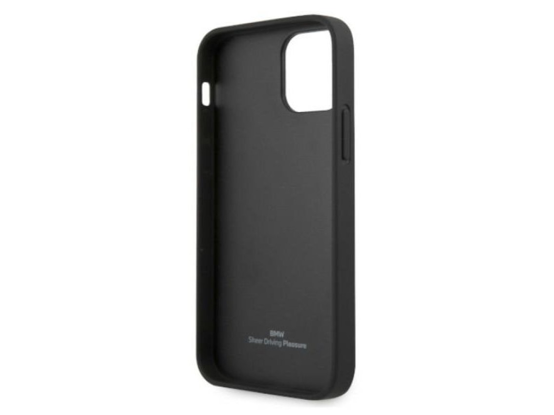 Capa BMW em couro perfurado com curvatura para iPhone 12 / iPhone 12 Pro - Preta