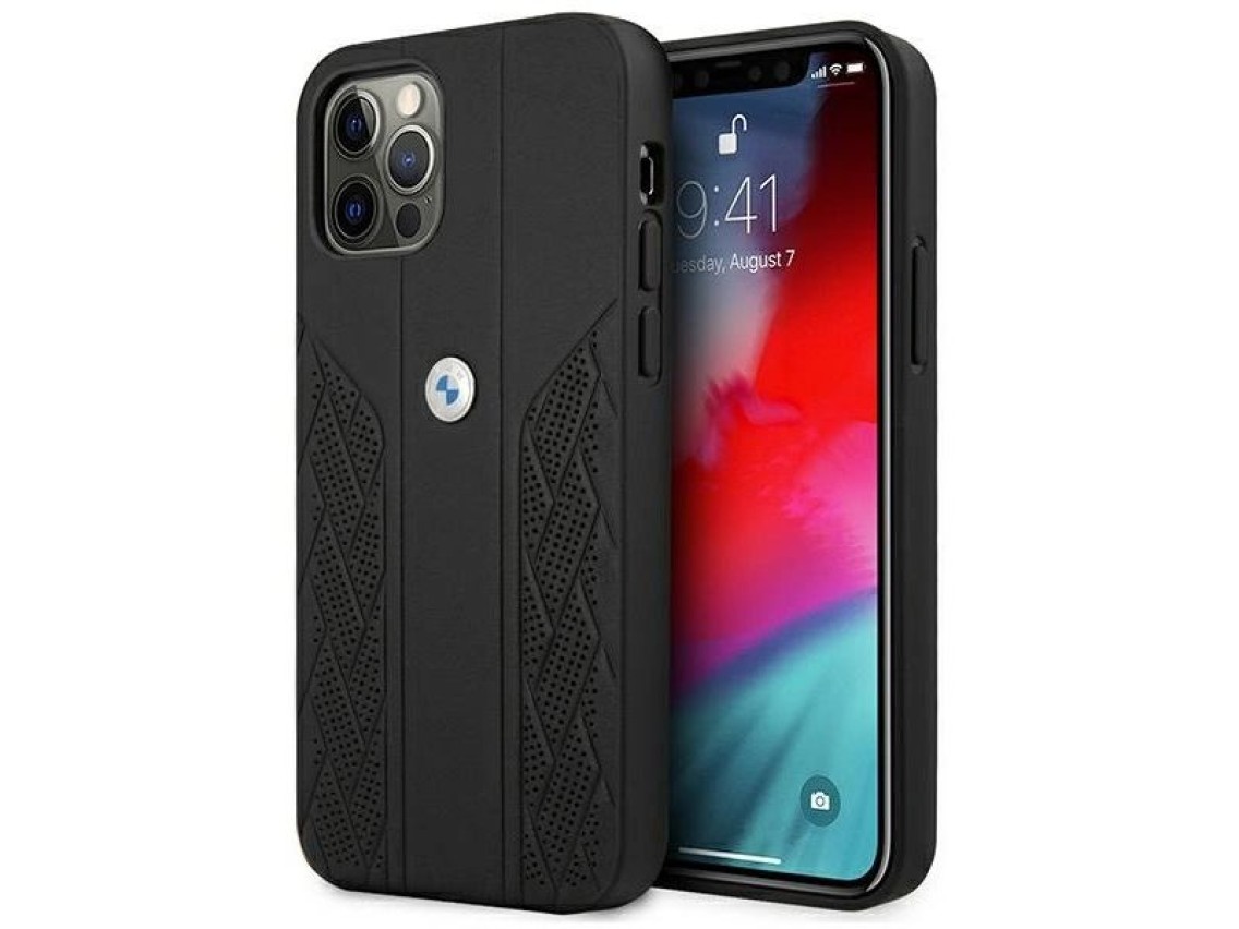 BMW Leather Curve Perforate Case for iPhone 12 Pro Max - Black