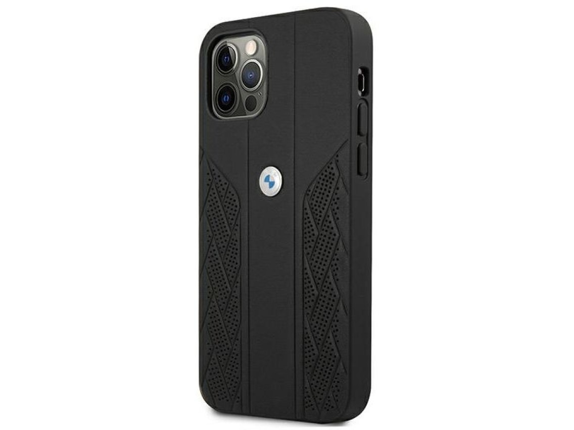 BMW Leather Curve Perforate Case for iPhone 12 Pro Max - Black